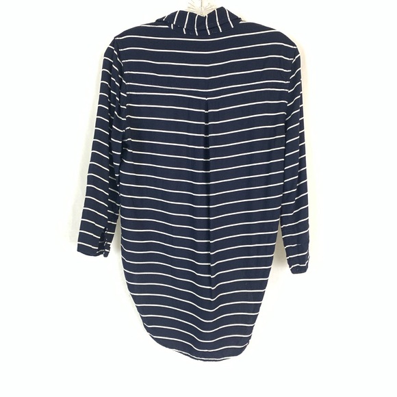 BeachLunchLounge Navy White Striped Tie Front Top - Picture 2 of 5